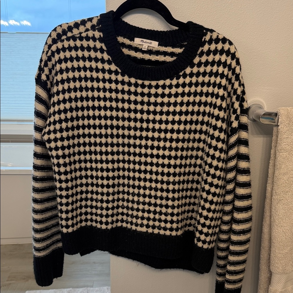 Madewell Black and Cream Women's Sweater
